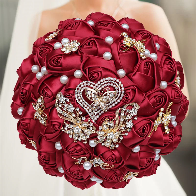 

Hot Selling Burgundy Bridal And Bridesmaid Bouquets