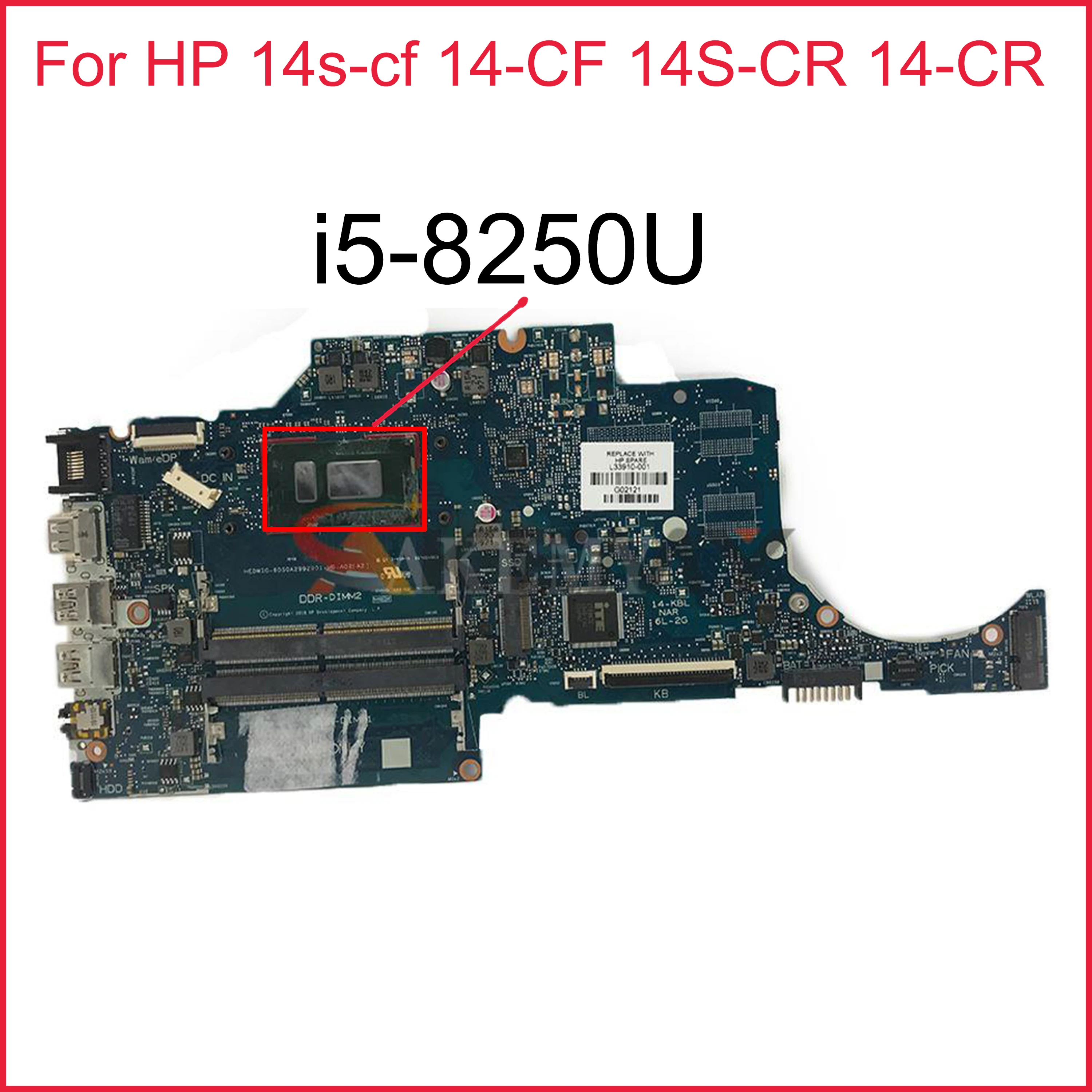 

L24460-601 For HP Laptop 14s-cf 14-CF 14S-CR 14-CR TPN-I130 14-cf0018ca laptop Motherboard L24460-001 6050A2992901 W i5-8250U