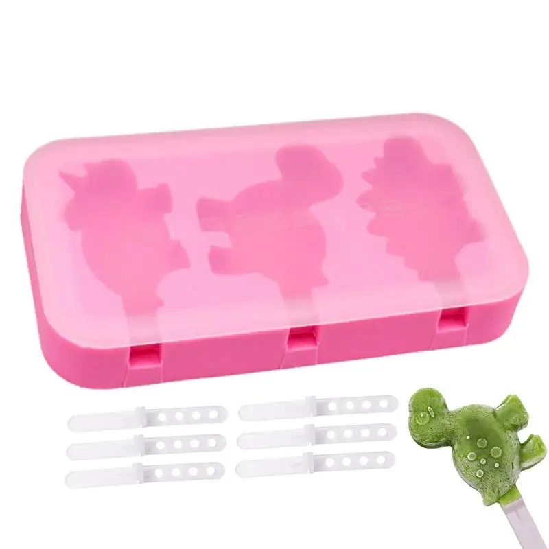 

Food-grade Silicone Ice Cream Mold 3 Holes Popsicle Cube Maker Mould Chocolate Tray Kitchen Gadgets Dining Bar Baking Tools