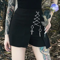emo summer high waist gothic skinny skirts shorts bandage laceu p hole women slim zipper punk dark academia mini bottom shorts