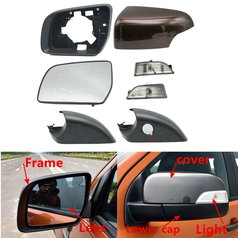 

Car Rearview Mirror Cover Wing Mirror Frame Lens Turn Signal Light Lower Cap For Ford Everest 2015-2020 Ranger Pickup 2012-2021