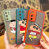 anime crayon shin chan for huawei p50 p40 p40 p30 p20 mate 40 20 10 5g nova 8 3i 2i frosted translucent phone case fundas cover