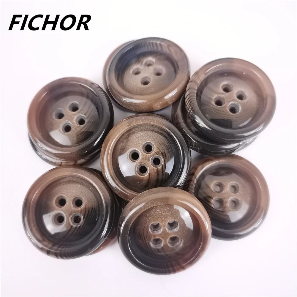 10 шт. 30 мм 4 отверстия коричневый большой гудок из смолы мужские пуговицы для