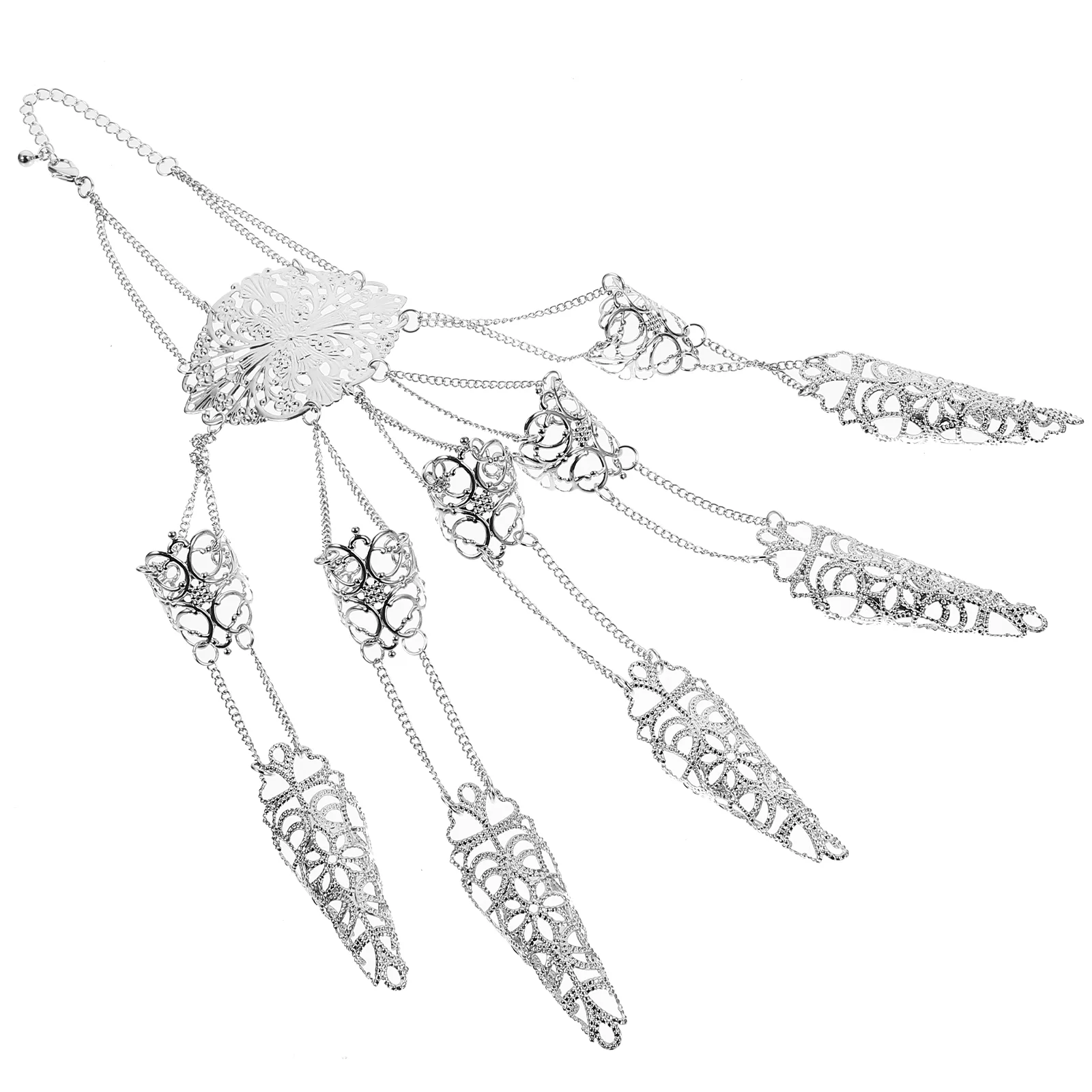 

1 Pair Gothic Hand Chains Hand Jewelry Punk Chain Bracelet with Finger Nails
