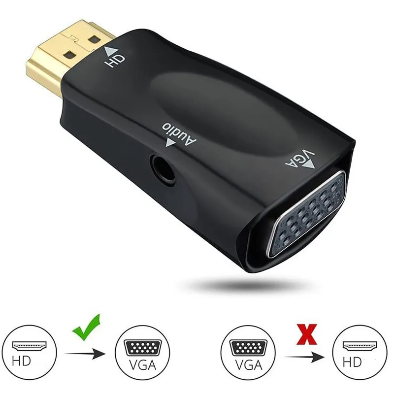 

Hdmi Vga Cable Adapter 3.5mm Audio Cord - Hdmi-compatible Male Vga Female Adapter