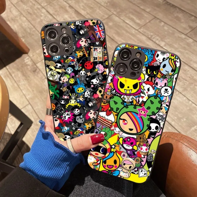 

Cute Cartoon Japan T-Tokidokis Phone Case FOR IPhone 14 13 11 12 Pro 8 7 Plus X 13 Pro MAX XR XS MINI Black Covers