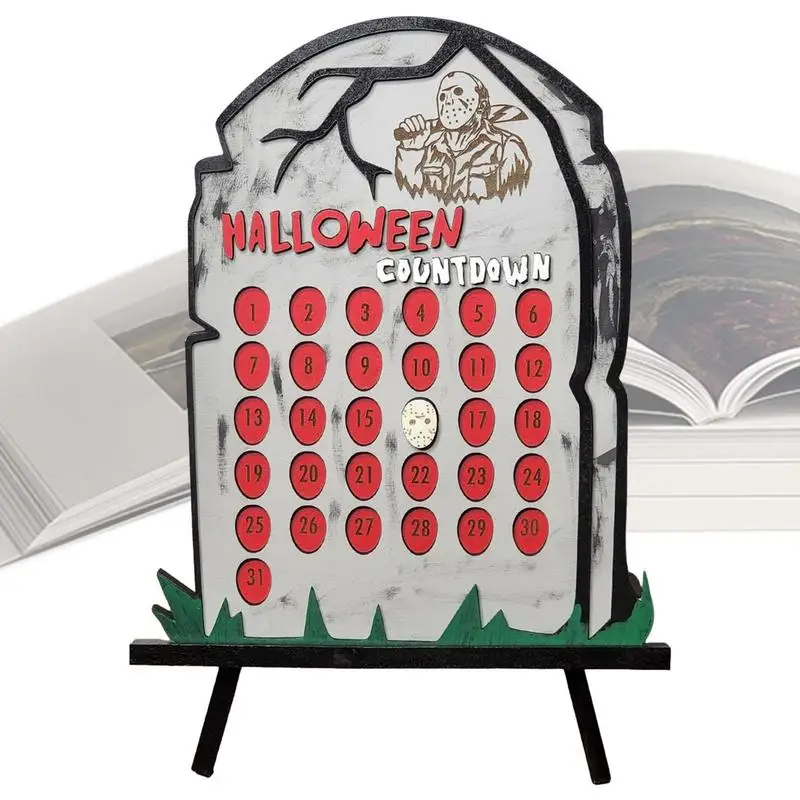 

Календарь с надписью «сделай сам» на Хэллоуин, подвижный деревянный блок, обратный отсчет, 31 день, тыква, летучая мышь, календарь, настольное украшение