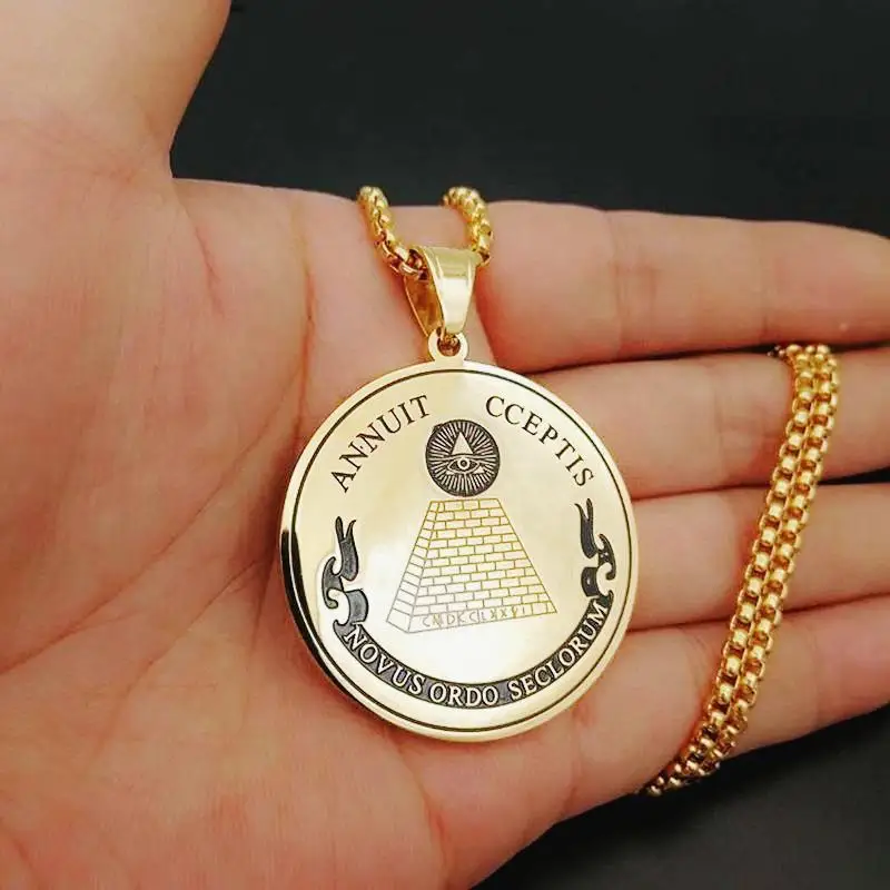 

Eye of Providence Necklace Men Stainless Steel Pendant All Seeing Eye Medal Necklace Jewelry Exquisite Gift