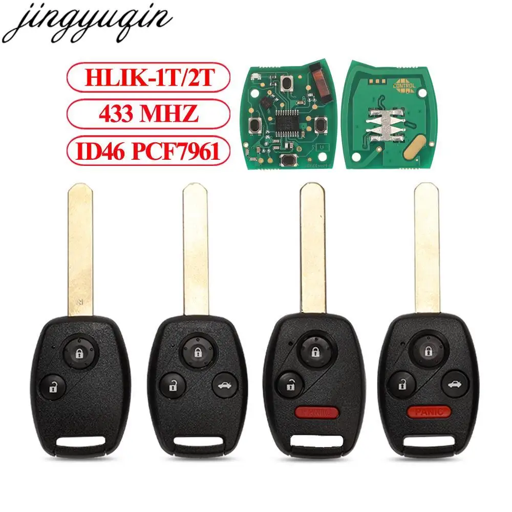 

Jingyuqin 5pcs 2/3/4Buttons Remote Car Key Alarm Fob 433MHZ ID46 PCF7961 For Honda CIVIC STREAM 2006-2011 HLIK-1T/HLIK-2T CE0891