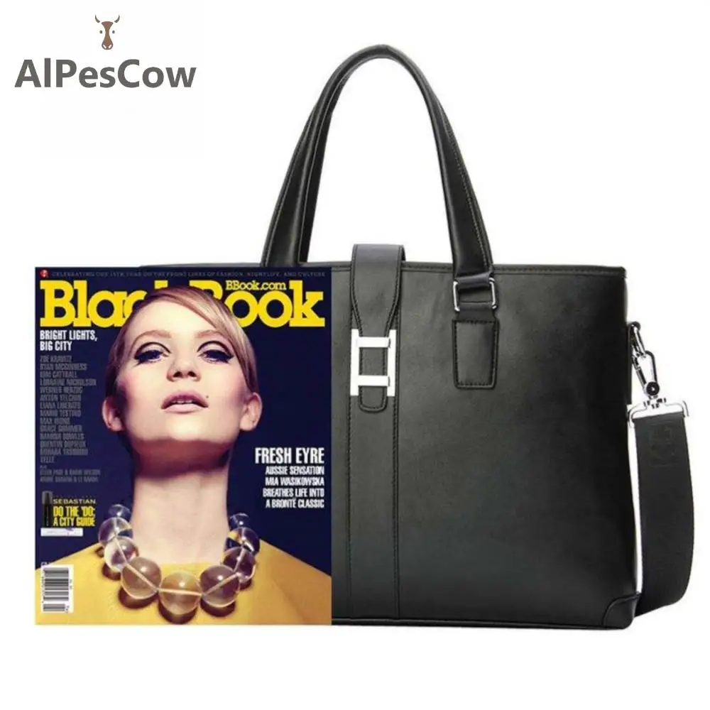 High Quality 100% Alps Cowhide Laptop Bag Classic Design Genuine Leather Tote Briefcase For Men Designer Handbag Shoulder Bag