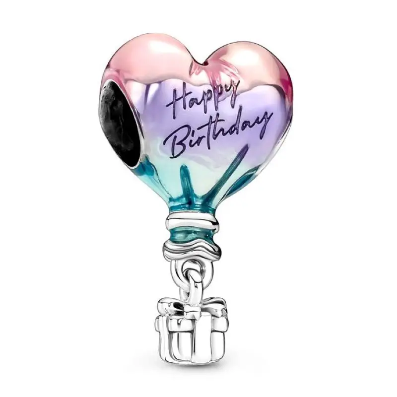 

Authentic 925 Sterling Silver Moments Happy Birthday Hot Air Balloon Charm Bead Fit Pandora Bracelet & Necklace Jewelry