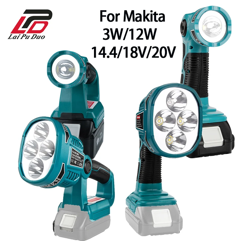 

Suitable for Makita Pistol/Portable 3W/12W Tool Light Used for Makita 14.4/18V/20V Li-ion Battery BL1830/BL1845/BL1860/LXT400