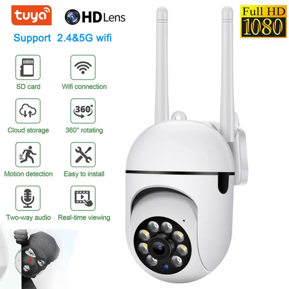 

1080P Wireless IP Camera Wifi 360 CCTV Camera Mini Pet Video Surveillance Camera 2.4 5G Dual Wifi Baby Monitor Tuya Smart Home