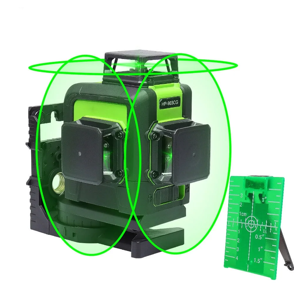 

3D 12 Lines 360 Green/ Red Beam Self-Leveling Horizon Vertical Cross laser line measuring instruments Laser Level/nivel level