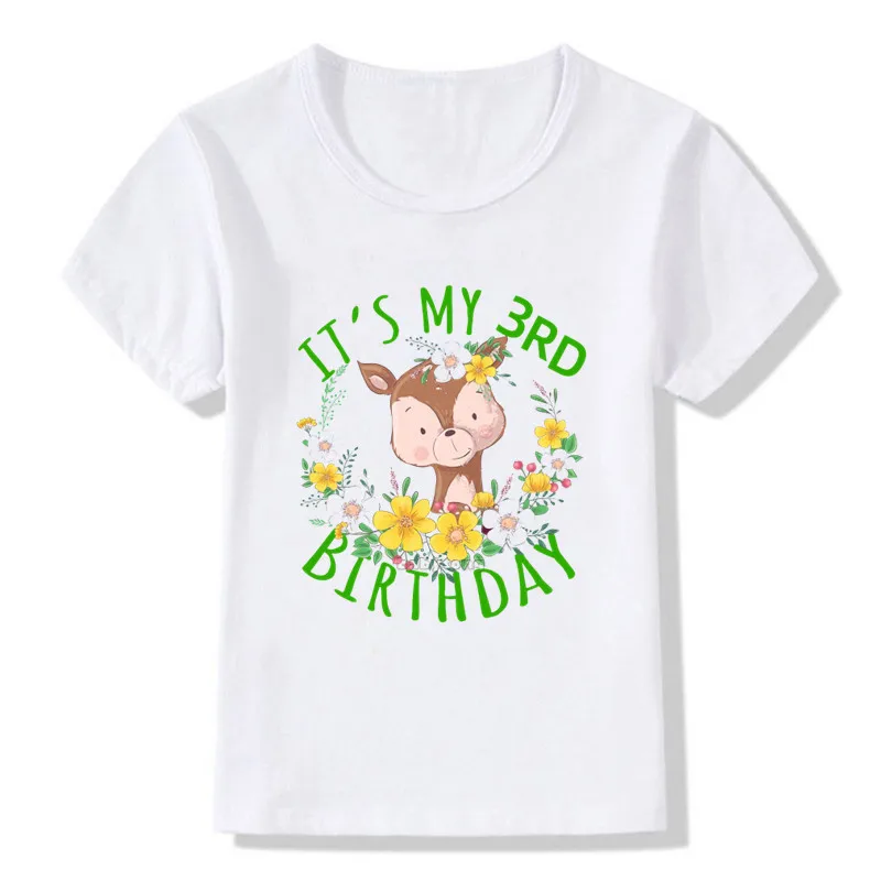 

Kids Giraffe Flower It Is My 3 4 5 6 7 Birthday T-shirt Boys Girls Funny Birthday Gift T-shirt Children Tops