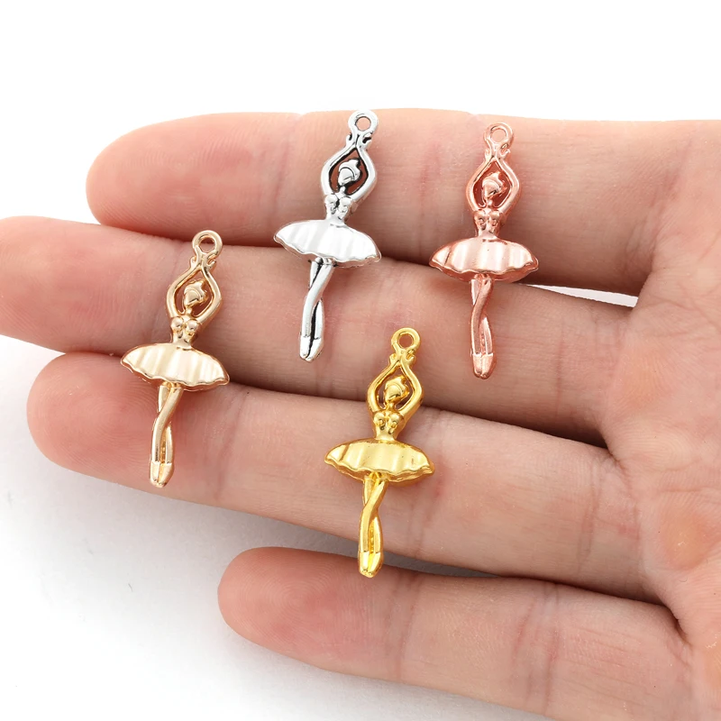 10 шт. 4 цвета подвески для девочек-балерина металлические из сплава серег сделай