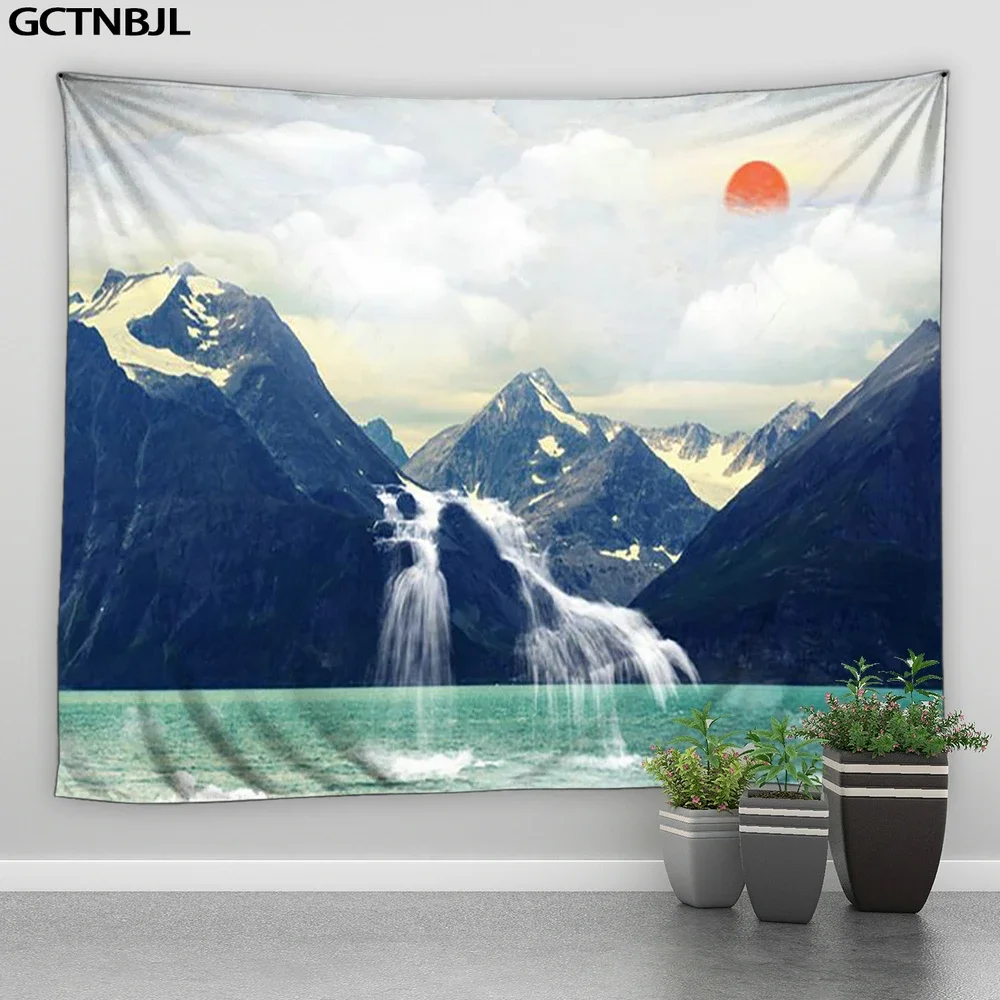 Красивые Искусственные горы озеро лебедь Луна настенные подвесные гобелены