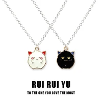 zxmj fashion devil necklace punk pop necklaces for women trendy black and white devil necklace for couple girlfriends jewelry