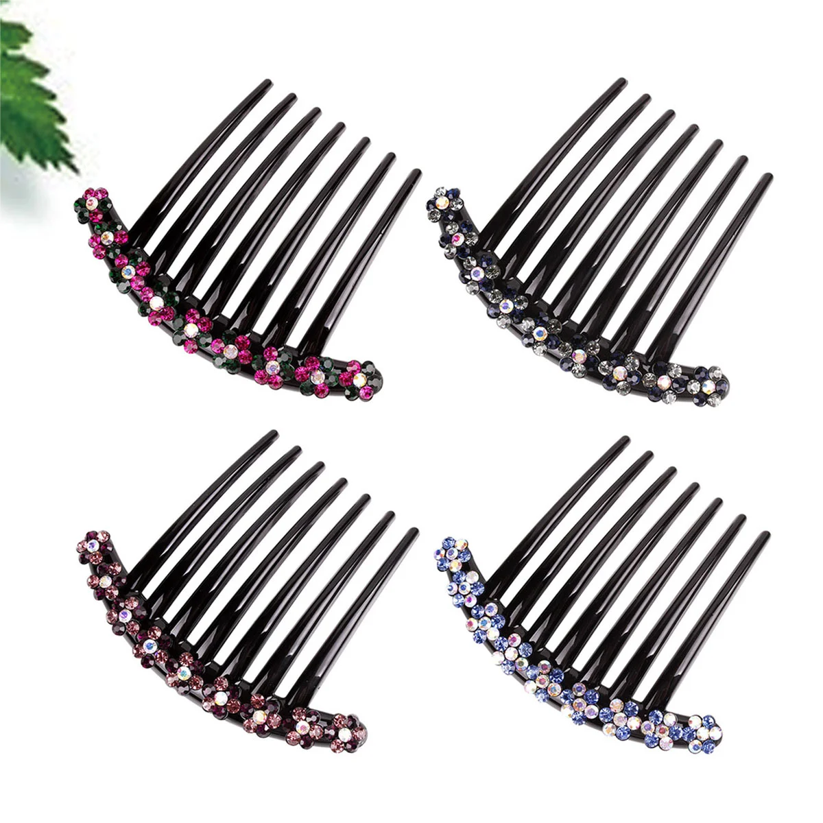 

Hair Comb Combsside French Clip Bridalwomen Crystal Accessories Veil Wedding Decorative Rhinestone Flower Fine Teethplastic