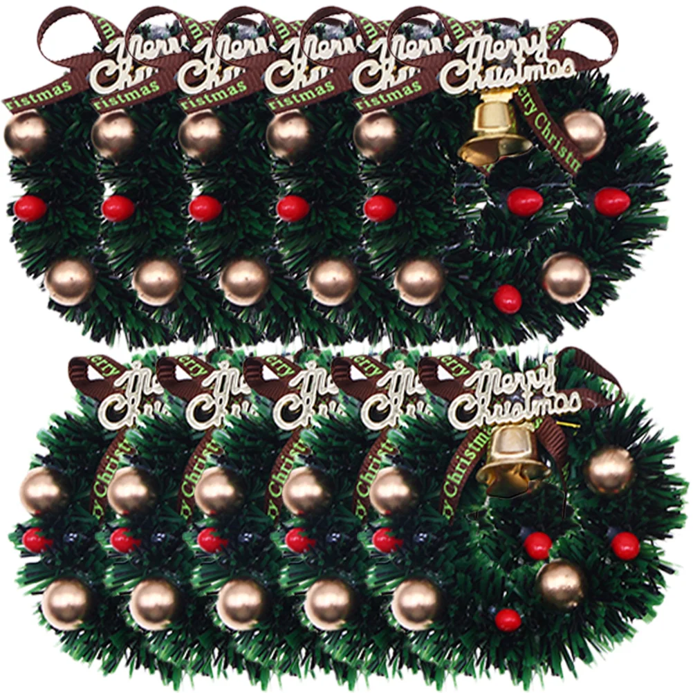 

Wreath Christmas Mini Wreaths Tree Hanging Miniaturexmas Ornaments Artificial Bow Craftsaccessories House Pendants Garland