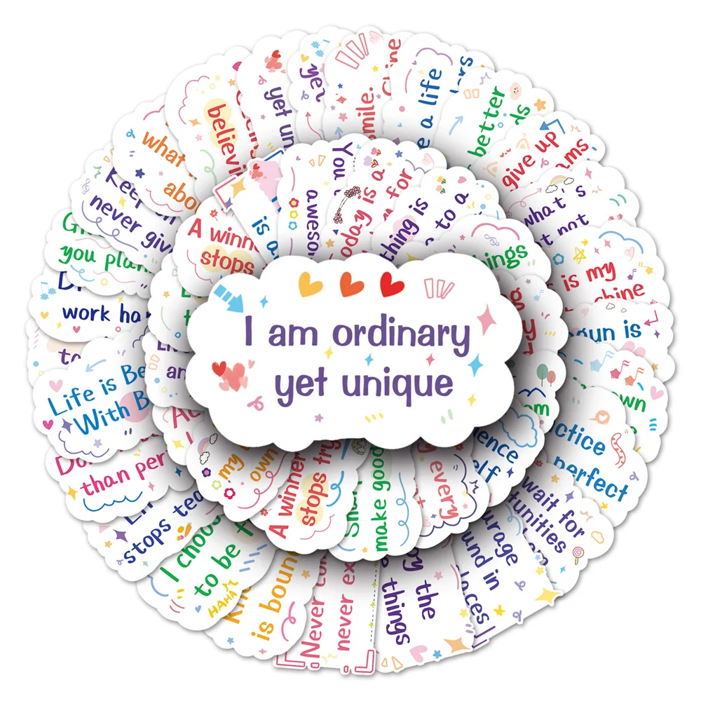 

10/30/50PCS Cartoon Inspirational English Learning Personality Creative Sticker Laptop Phone Guitar Waterproof Sticker Wholesale