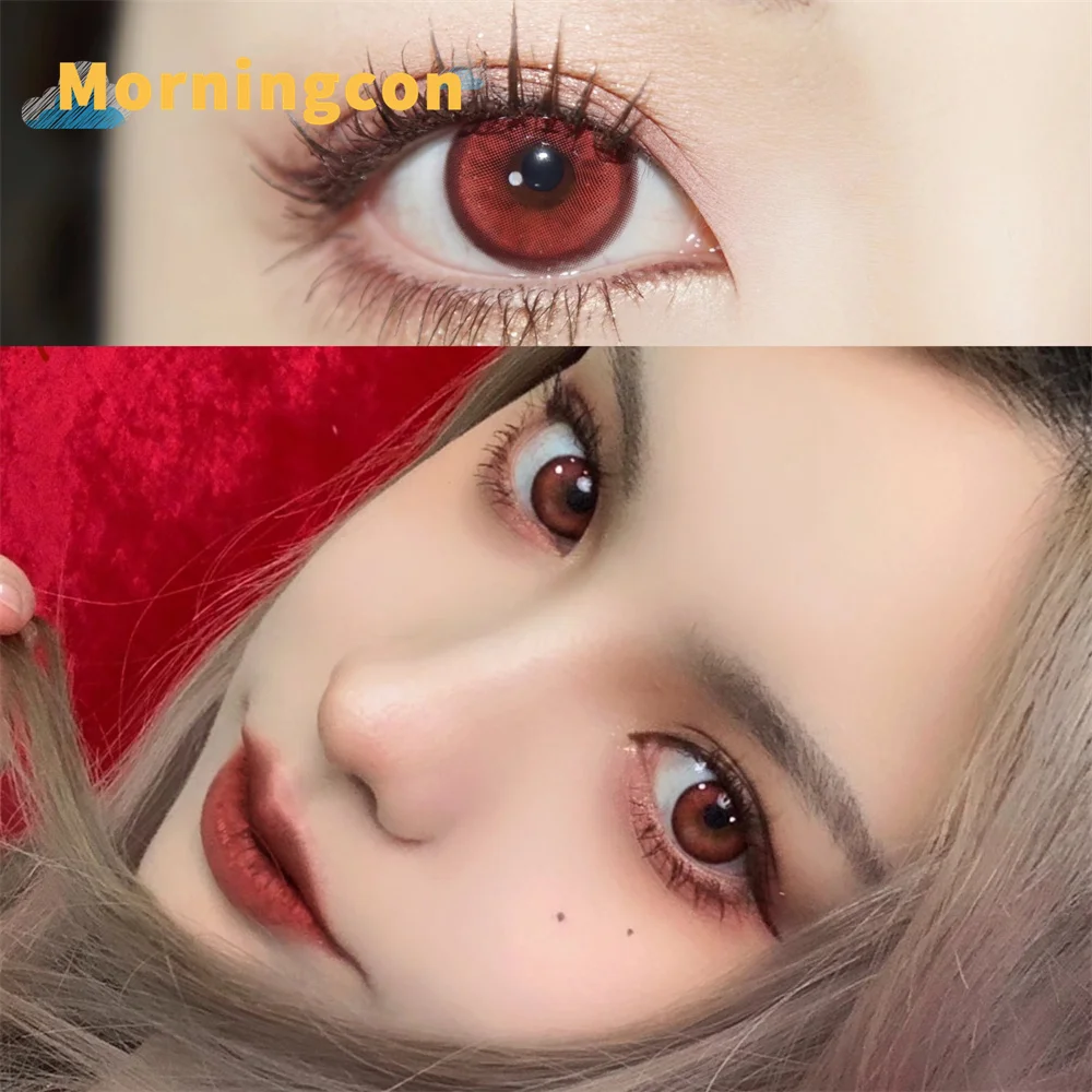

MORNINGCON Sick Mary Red Myopia Prescription Soft Colored Contact Lenses For Eyes Small Beauty Pupil Make Up Natural Yearly
