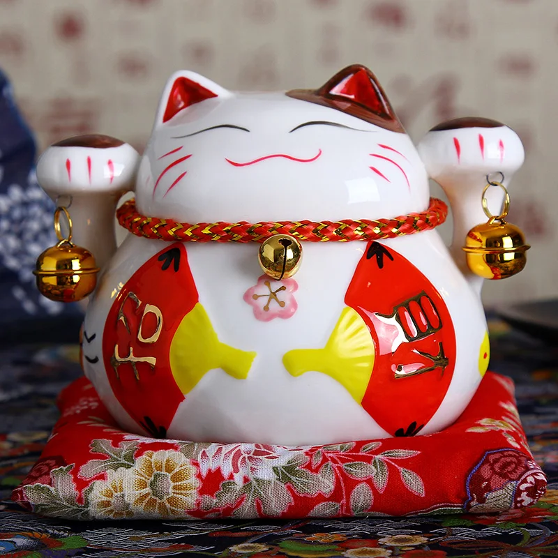 

Zhaocai cat ornaments Japanese ceramic money saving jar mini small office desk car accessories creative gift