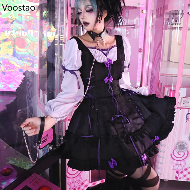 

Готическое платье в стиле «лолита» для девушек, милое вечернее платье в стиле Харадзюку, Y2k, вечерние стиле панк с длинным рукавом, женские ш...