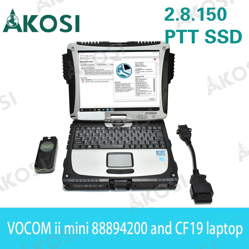 

Для диагностики экскаватора VOCOM II для VOCOM 2 mini 88894200, инструмент для диагностики тяжелых грузовиков, автобусов, строительный инструмент + ноутбук CF19laptop