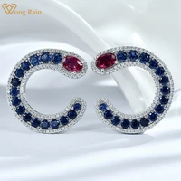 wong rain vintage 925 sterling silver 1 ct created moissanite ruby sapphire gemstone party earrings for women studs fine jewelry