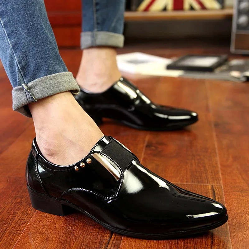 

Dress Men Shoes 45 46 Luxury Patent Leather Formal Derby Shoes Pu Leather Wedding Shoes Daily Casual Office Men Shoes