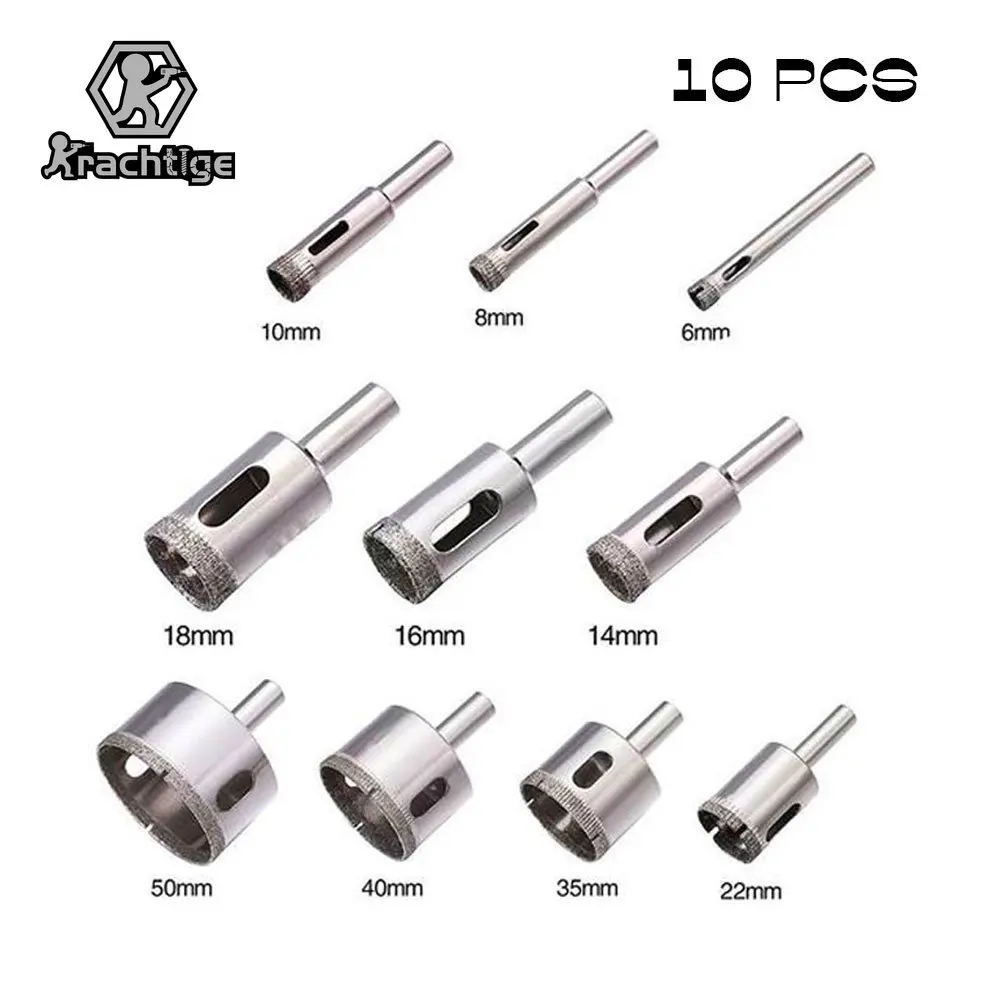 6-50mm Diamond Coated Glass Drill Bit Fit Tile Glass Hole Saw Openings Locator 11Pcs Drill Guide Vacuum Base Sucker
