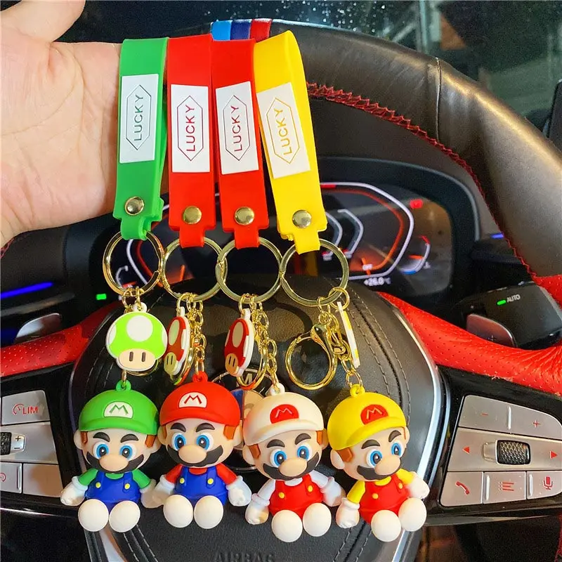 

2022 Super Mario Keychain Anime Characters Mario Brothers Luigi Mushroom Bag Pendant Car Accessories Key Chain Decoration Gifts
