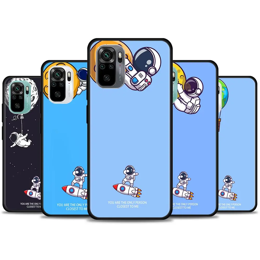 

Cute Cartoon Creative Spaceman Phone Case for Redmi 10 9 9A 9C 9i K20 K30 K40 Plus Note 10 Pro 11 Pro Soft Silicone