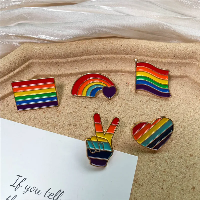 Красочная Радужная эмалированная брошь милая конфетная Цветная в форме флага
