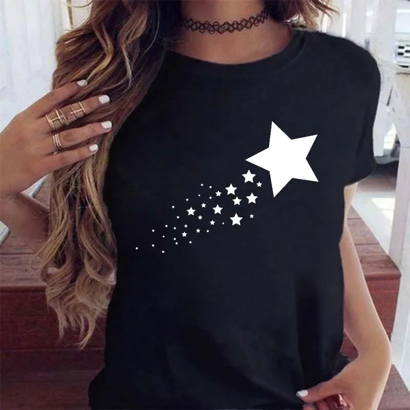 

Fashion Star Printed T Shirt Women Funny Black T Shirt New Kawaii T Shirt Female Short Sleeve Cute Graphic Tee Shirts Woman