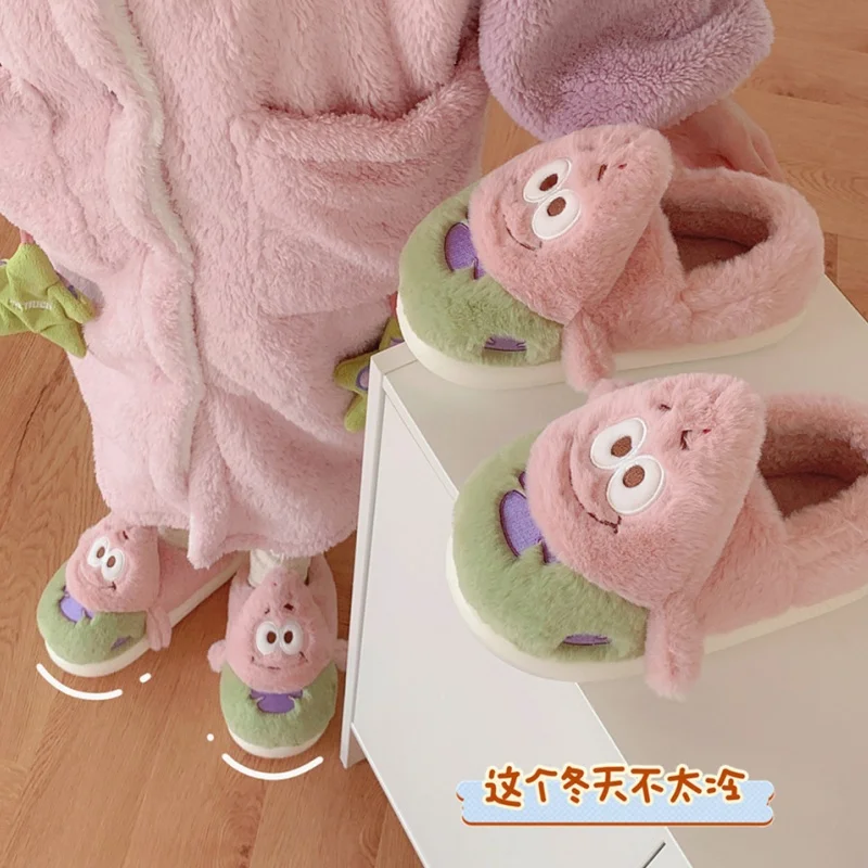 Кавайные тапочки для пар с героями мультфильмов аниме Губка Боб сохраняющие