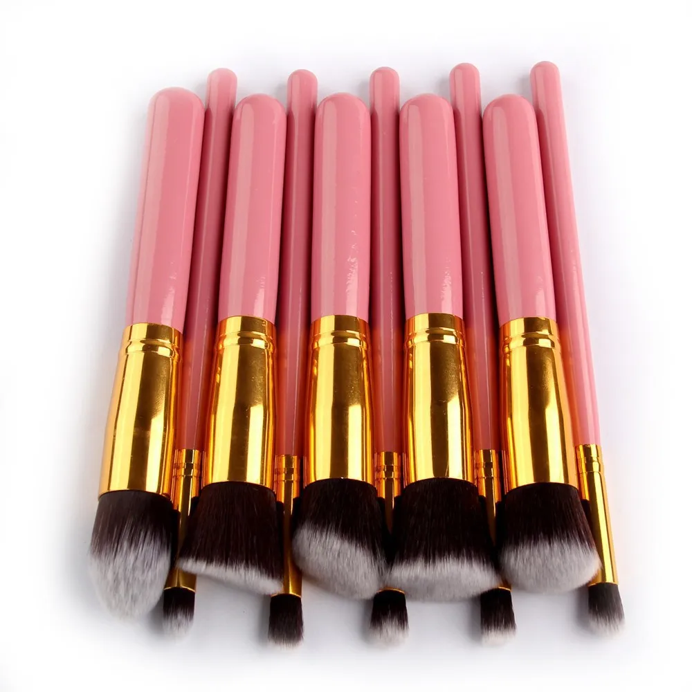 New Arrive 10 pcs Synthetic Kabuki Makeup Brush Set Cosmetics Foundation blending blush beauty makeup tools
