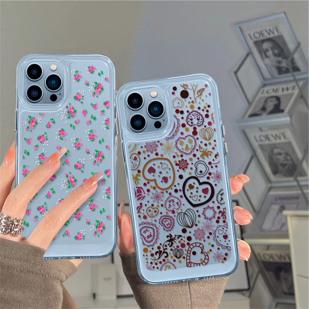 

INS Floral Flower Phone Case for iPhone 13 12 11 Pro Max Mini XS XR X Protection Shell Back Cover for iPhone14ProMax Coque Funda