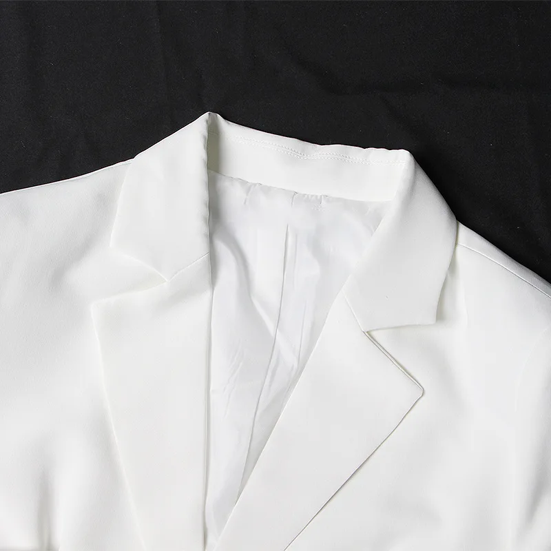 White Minimalist Blazer for Women Notched Long Sleeve Sashes Elegant Blazers Female Fashion New Clothing
