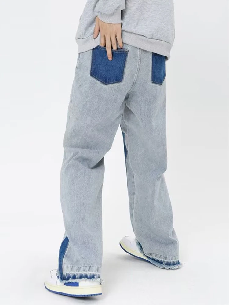 Blue Baggy Jeans Men Slim Fashion Casual Straight Jeans Men Streetwear Hip Hop Cargo Denim Pants Mens Trousers Large Size Denim