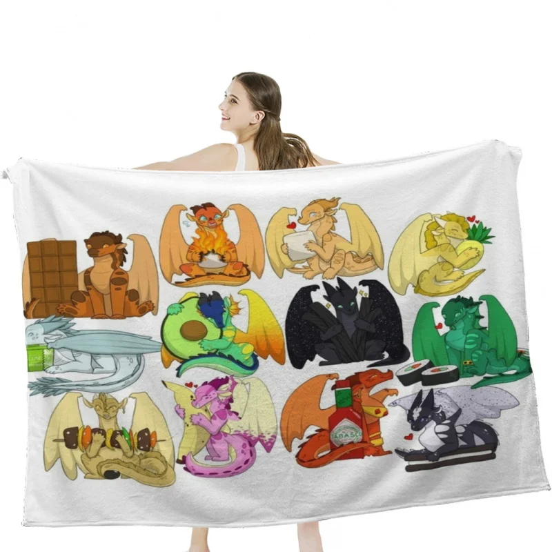 

Wings of Fire Chibis with FOOOOD Throw Blanket Soft Velvet Blanket Travel Bedding Blanket