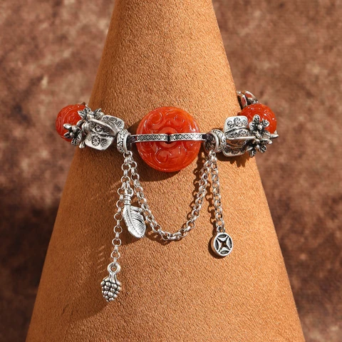 Красный браслет LOVE GREEN LIVE GREEN из меди с камнями