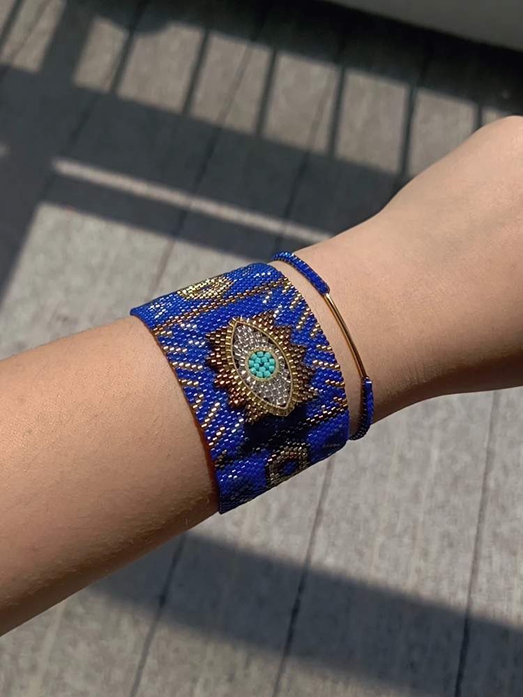 

YUOKIAA Luxury Miyuki Bracelets Set Turkish Evil Eye for Women Men Handmade Woven Friendship Boho Bracelet Sunshine Jewelry Gift