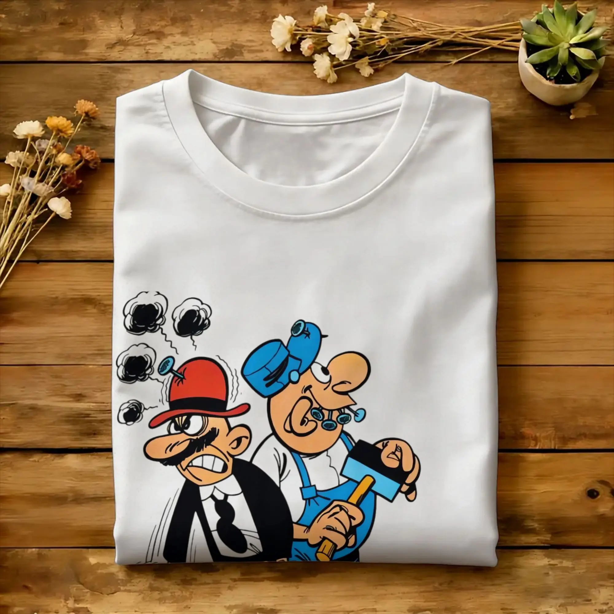 Фото Футболка Mort & Phil Mortadelo y Filemón, модные футболки с короткими рукавами, классические топы, пляжные хлопковые футболки 4XL, 5XL, 6XL №4