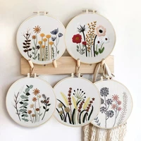 embroidery starter kit with european pattern cross stitch set flowers plant stamped embroidery kits with hoops cross stitch