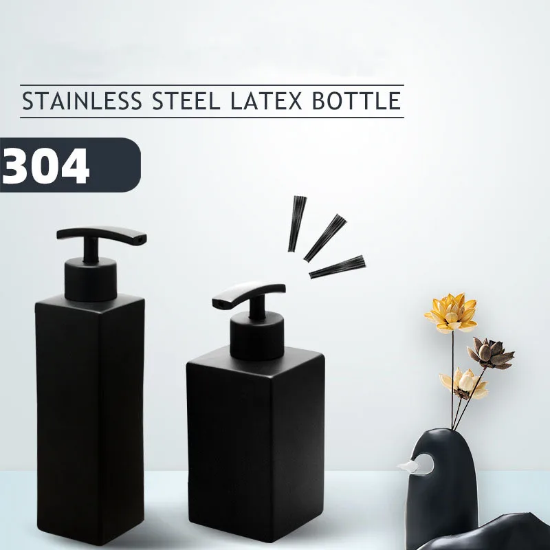 Hotel Bathroom 304 Stainless Steel Lotion Bottle Matte Black Sub-bottling Shower Gel Shampoo Soap Dispenser Lotion Bottles