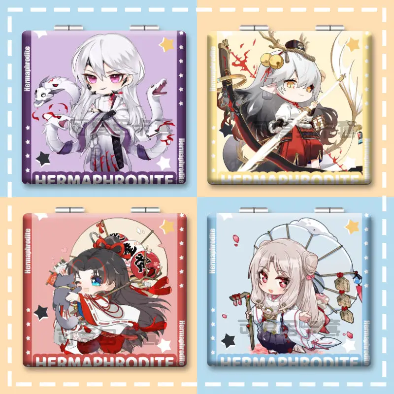 

Anime Onmyoji Make-up Mirrors Ootengu Ibaraki-douji Yamata No Orochi Printing Folding Makeup Mirror Cosmetic Mirror Accessories