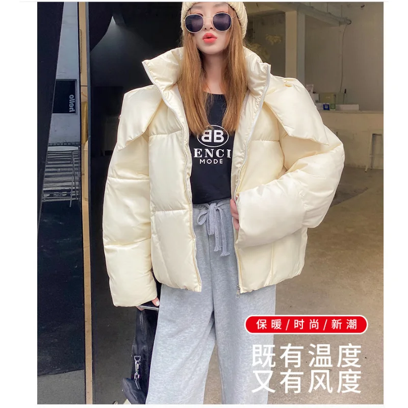 2022 Winter Jacket for Women Coat Warm Solid Hooded Pink Parkas Female Casual Loose Short Outwear Korean Cotton-padded