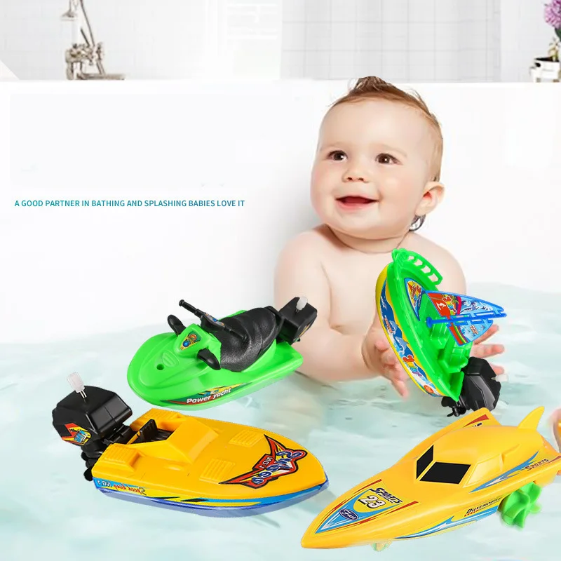 

1Pc ABS Random Color Children's Water Play Toy Small Boat Sailing Motorboat Speedboat Baby Bath Yacht Clockwork Toy